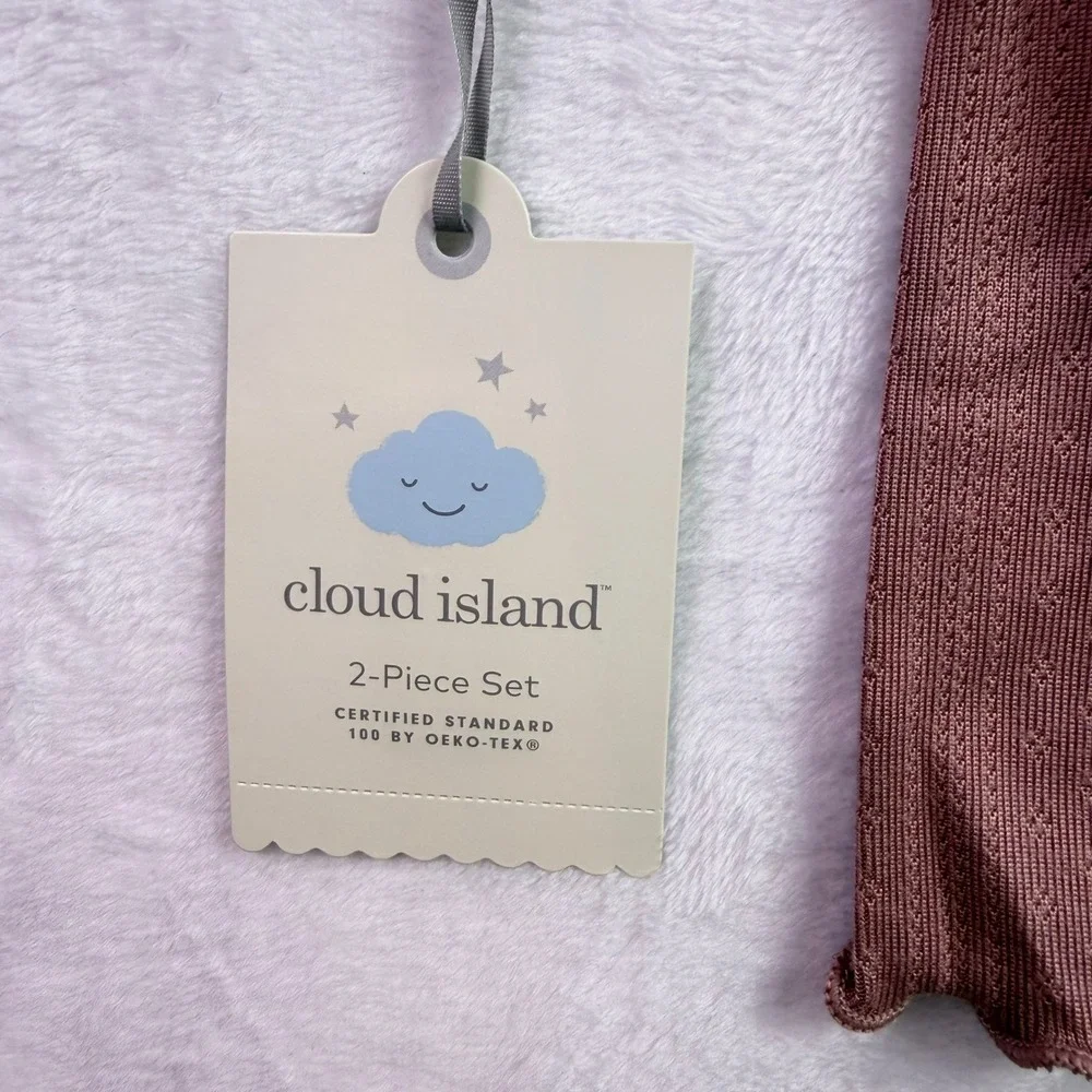Cloud Island Baby Girl Newborn 0M Pink Ribbed Romper 2 Piece Set NWT